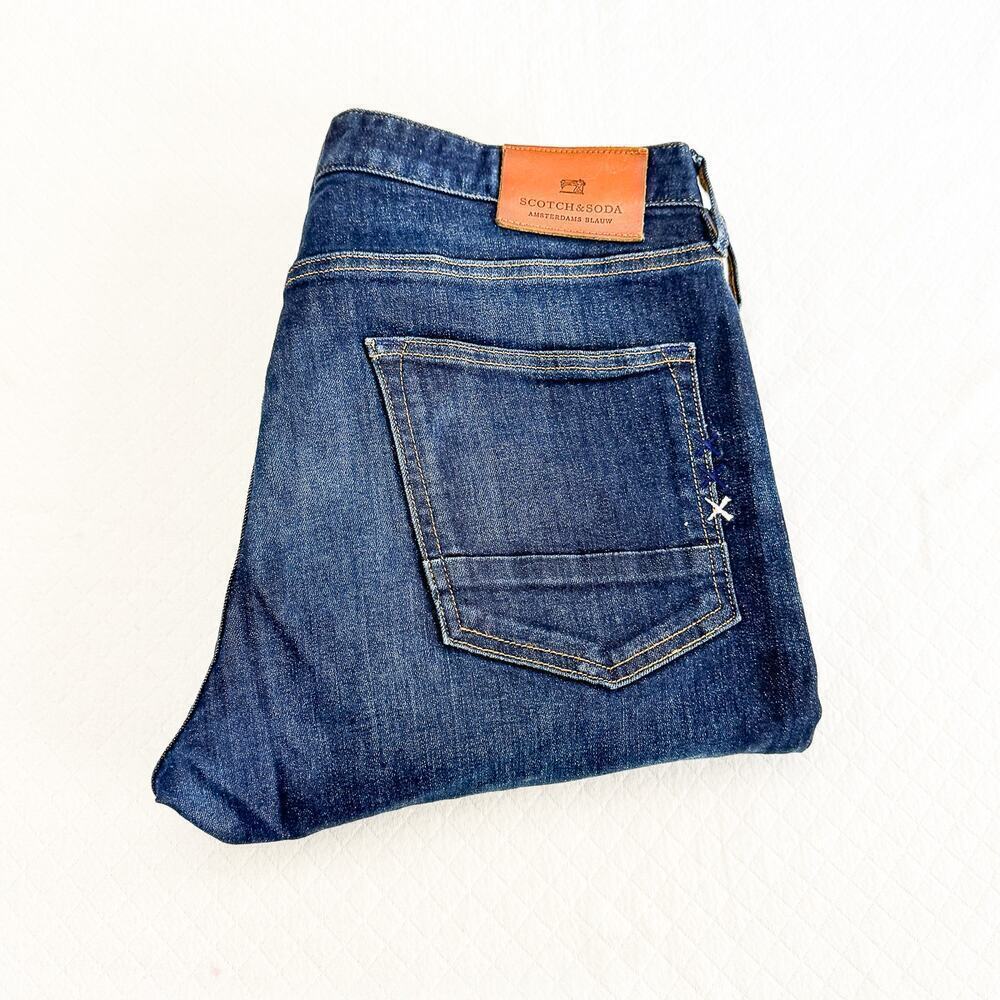 Scotch & Soda Ralston Button Fly Dark Wash Denim Jean Straight Leg Size 33 x 32